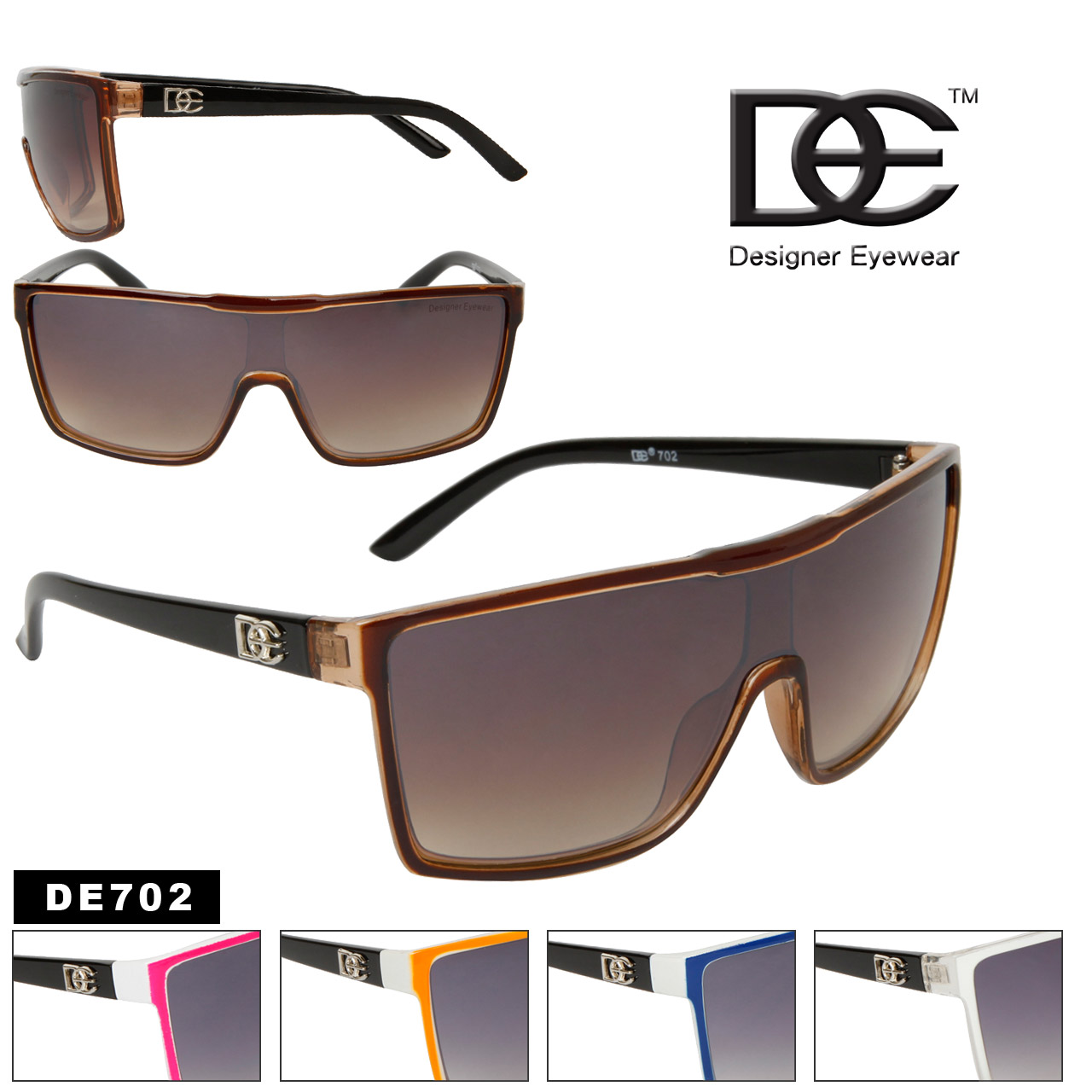 Unisex Sunglasses DE702 Designer Eyewear™ (Assorted Colors) (12 pcs.)