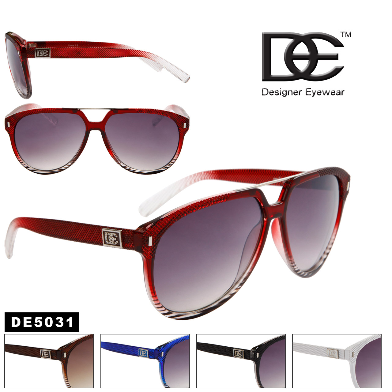 Wholesale Aviator Sunglasses - Style # DE5031 (Assorted Colors) (12 pcs.)