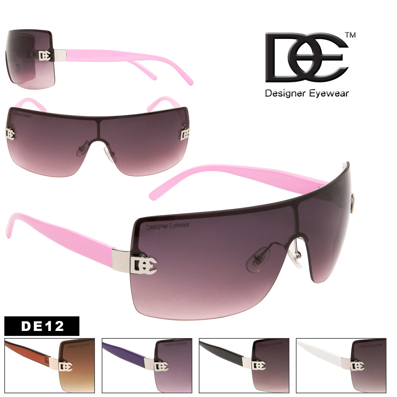 Wholesale Fashion Sunglasses DE12 Designer Eyewear™ (Assorted Colors) (12 pcs.)
