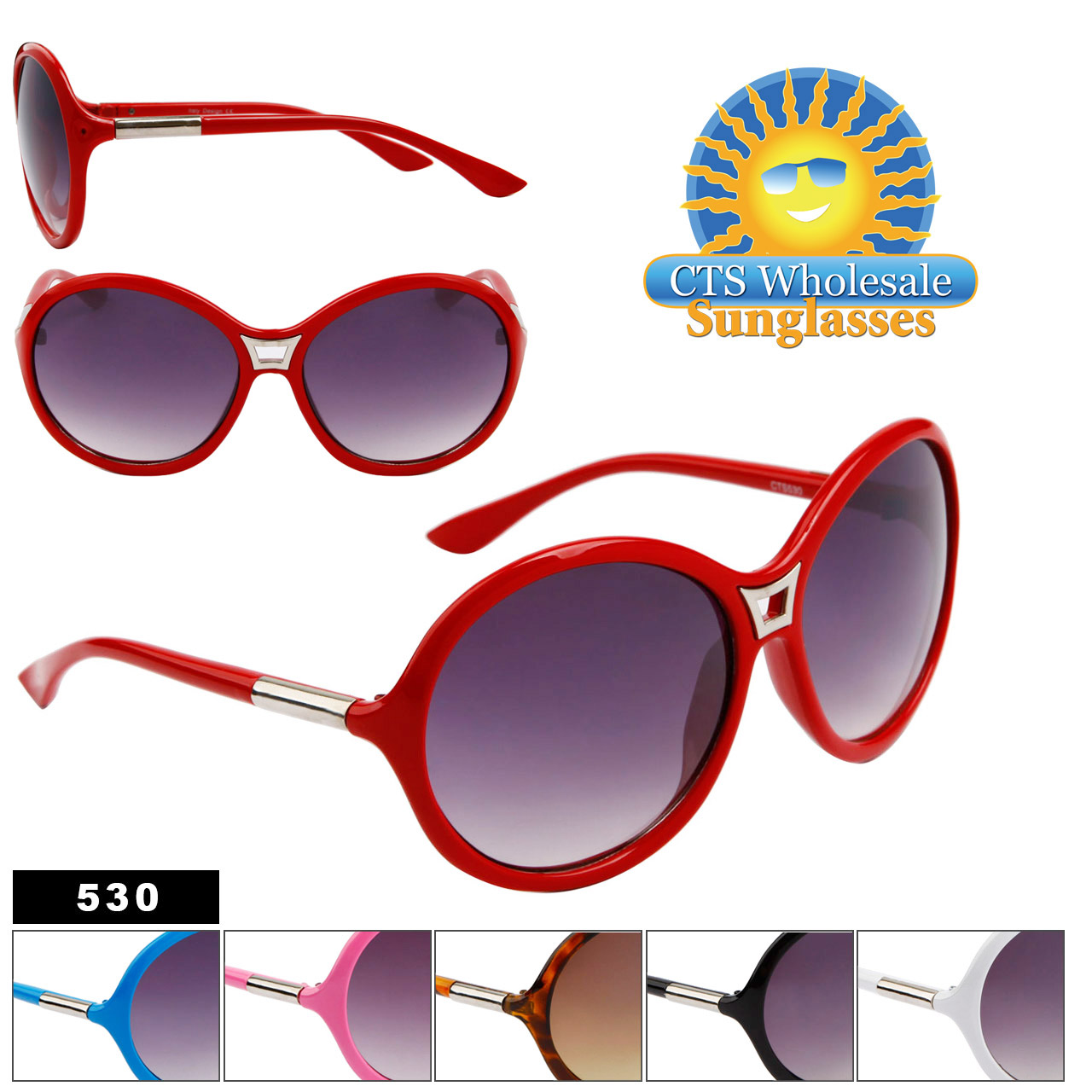 Wholesale Fashion Sunglasses 530 (Assorted Colors) (12 pcs.)