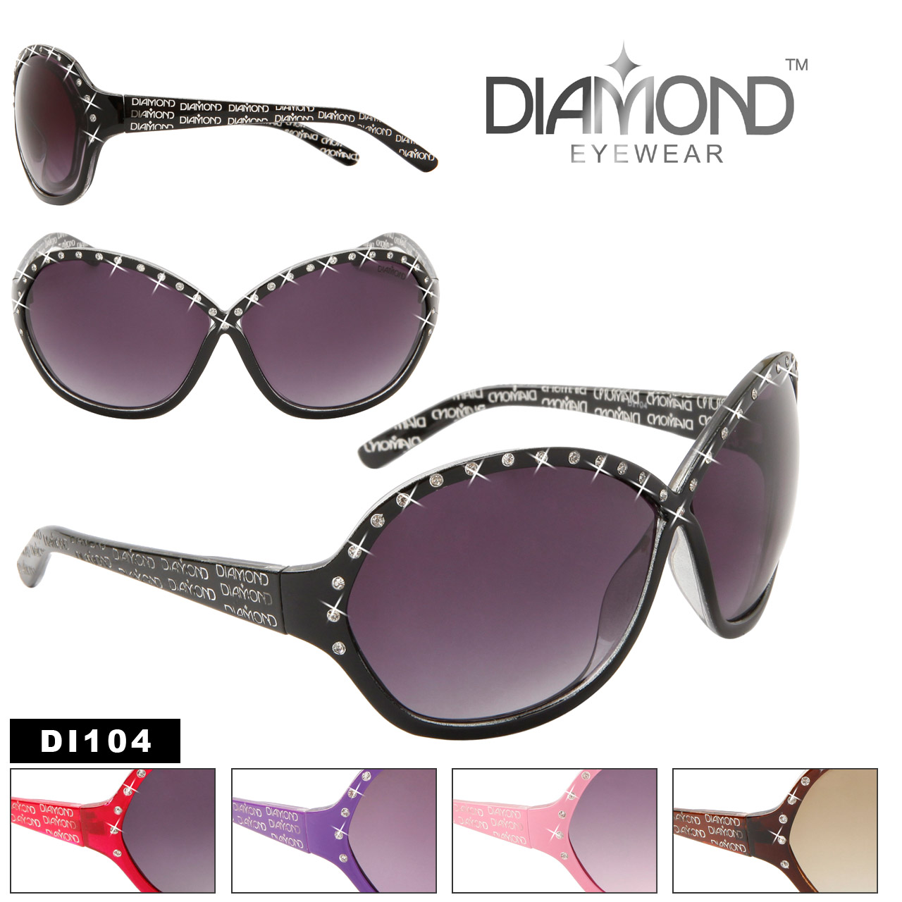 Ladies Fashion Sunglasses DI104 Diamond Eyewear™ (Assorted Colors) (12 pcs.)