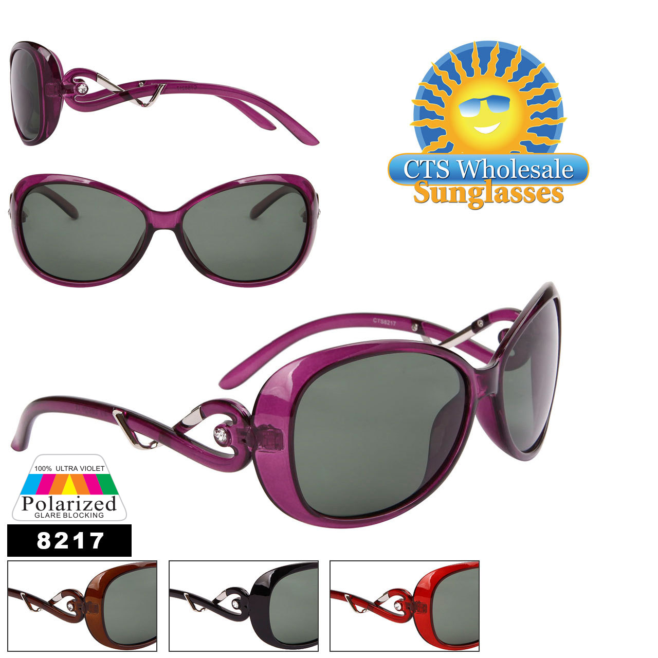 Wholesale Women's Polarized Sunglasses - 8217 (Assorted Colors) (12 pcs.) 