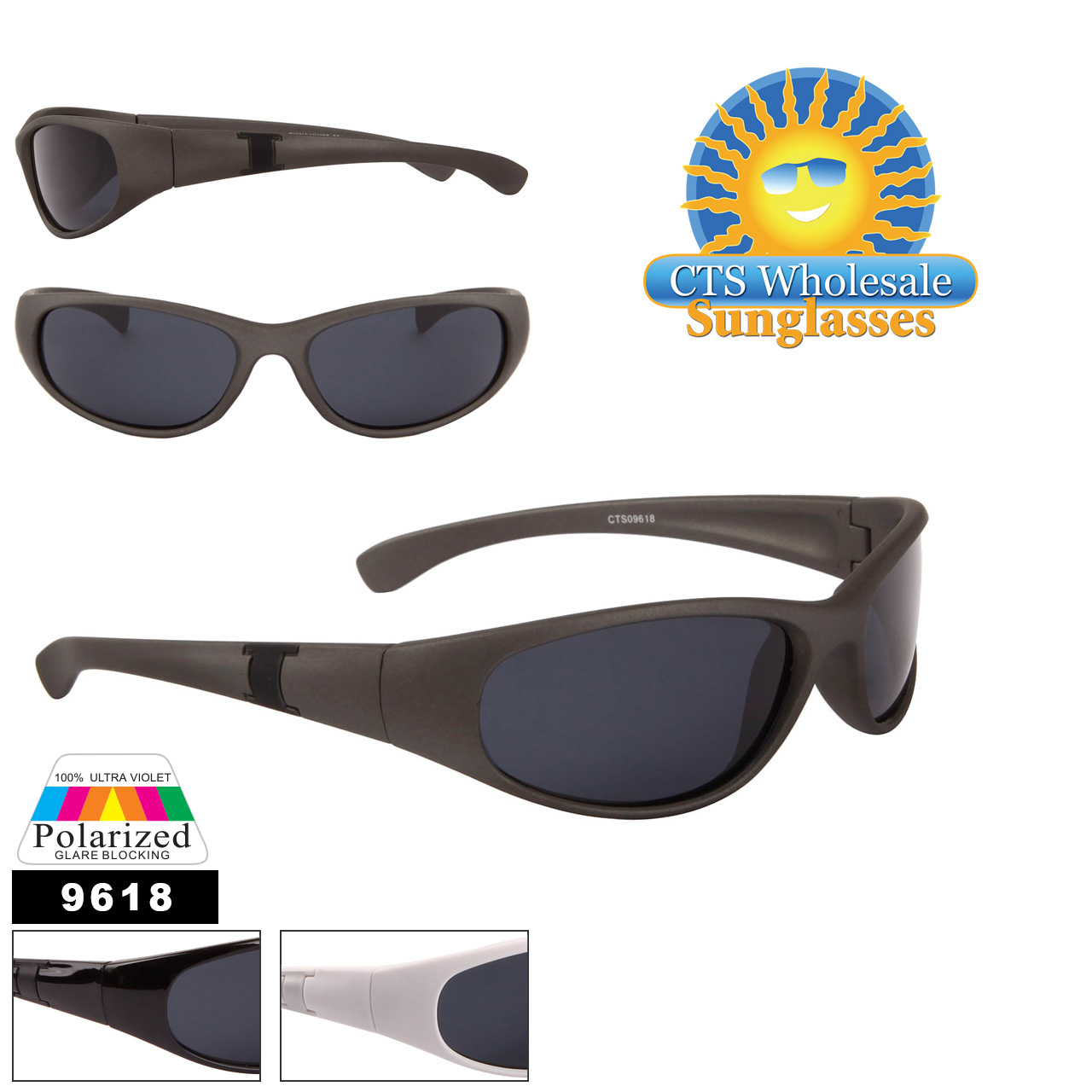 Wholesale Polarized Sunglasses - Style #9618 (Assorted Colors) (12 pcs.) 