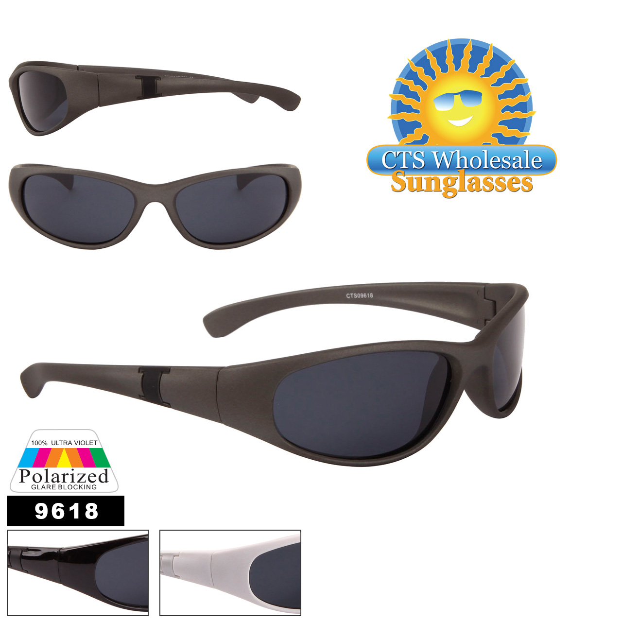 Wholesale Polarized Sunglasses - Style #9618 (Assorted Colors) (12 pcs.)