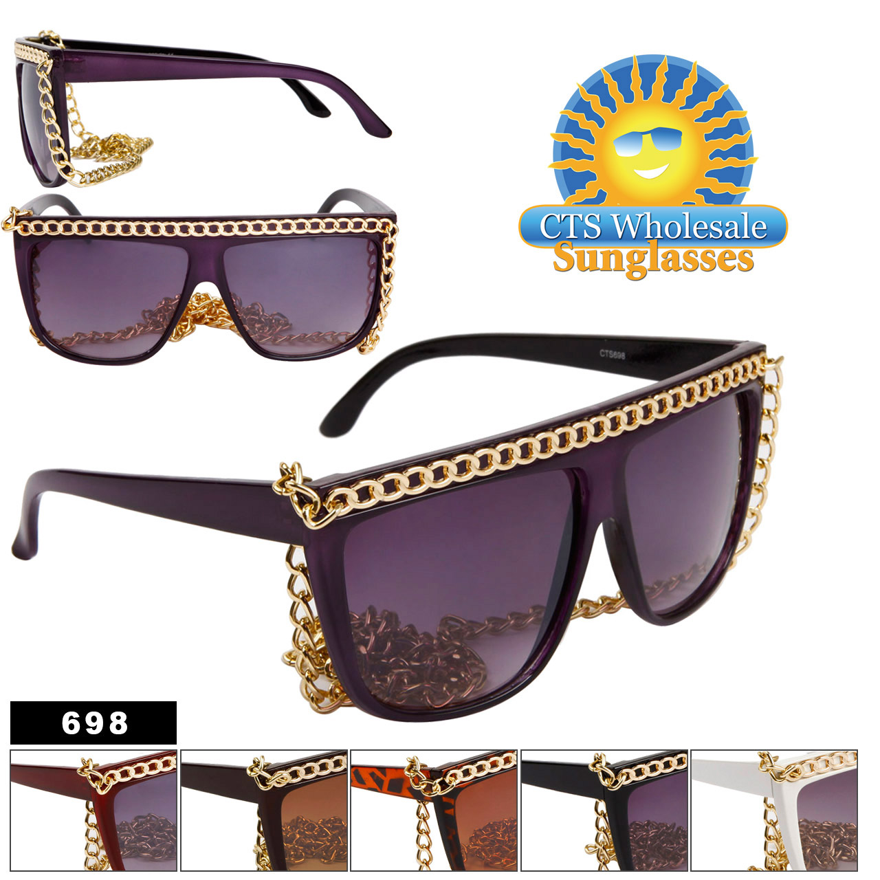 Lady Gaga Fashion Wholesale Sunglasses 698 (Assorted Colors) (12 pcs.)
