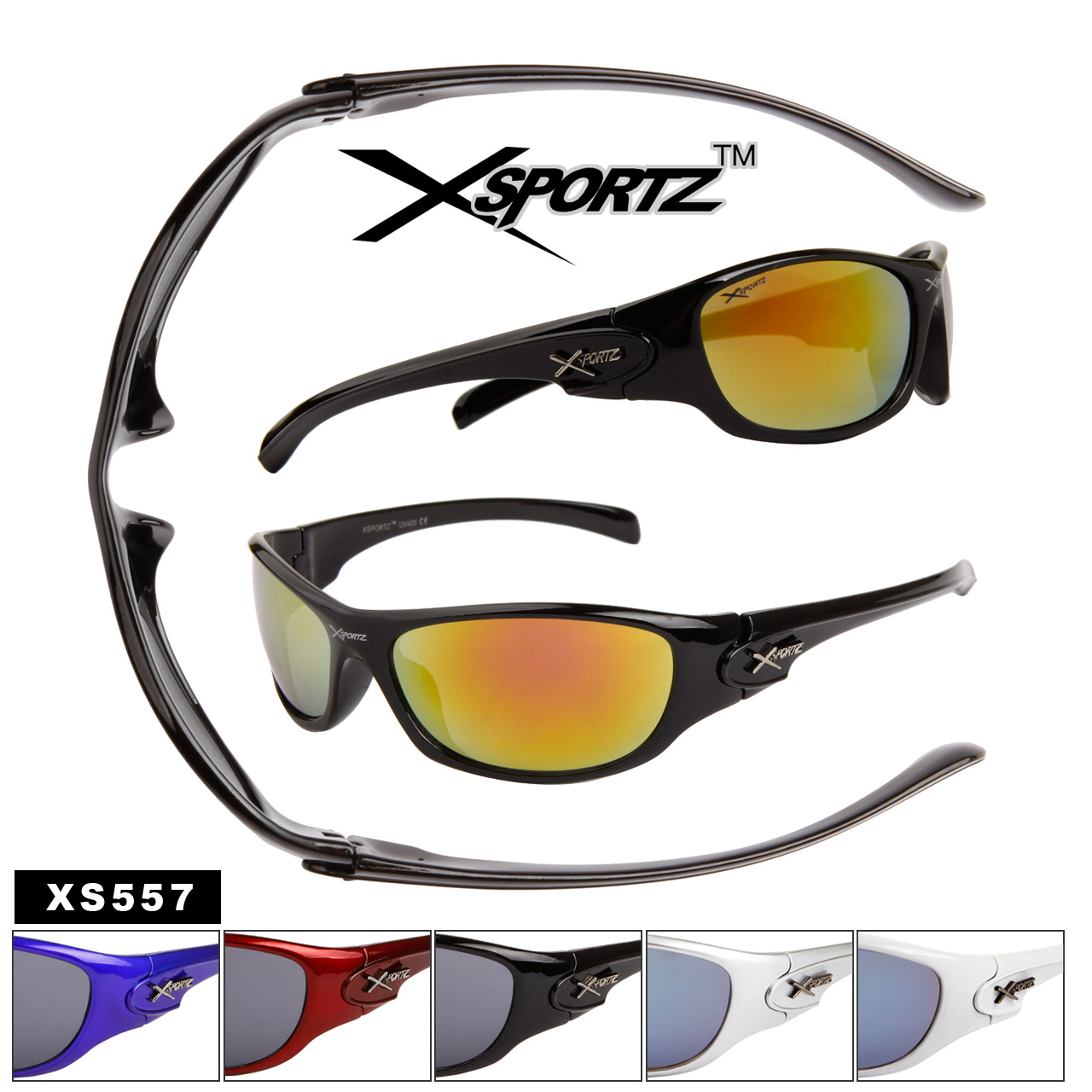 Xsportz™ Sports Wholesale Sunglasses - Style #XS557 (Assorted Colors) (12 pcs.)