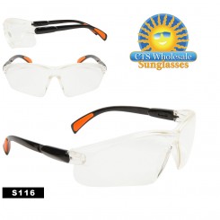 Clear Safety Glasses w/Rubber Tipped Adjustable Arms