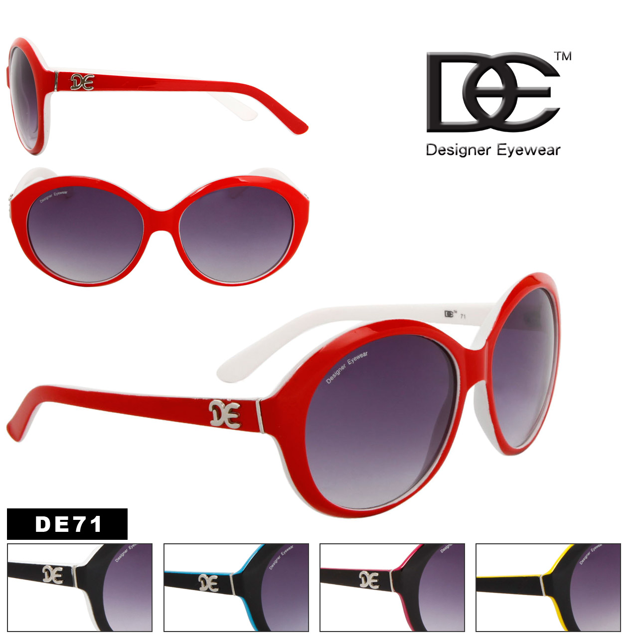 DE Designer Eyewear Great Looking Fashion Sunglasses DE71 (Assorted Colors) (12 pcs.)
