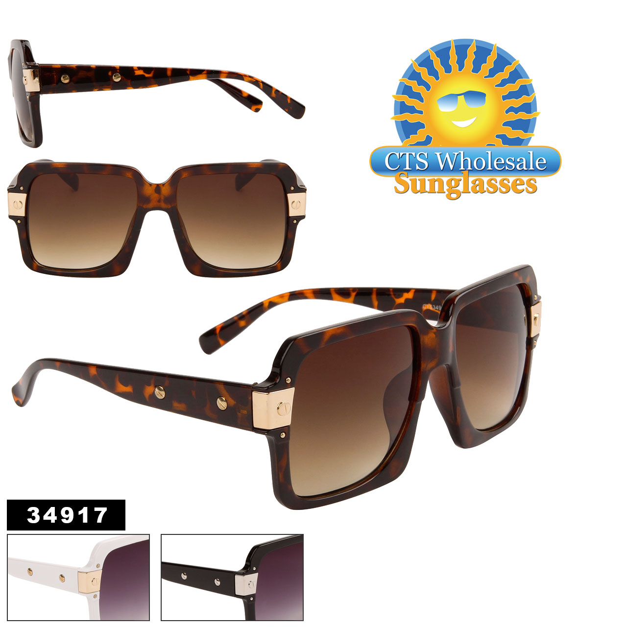 Fashion Sunglasses in Bulk - Style #34917 (Assorted Colors) (12 pcs.)