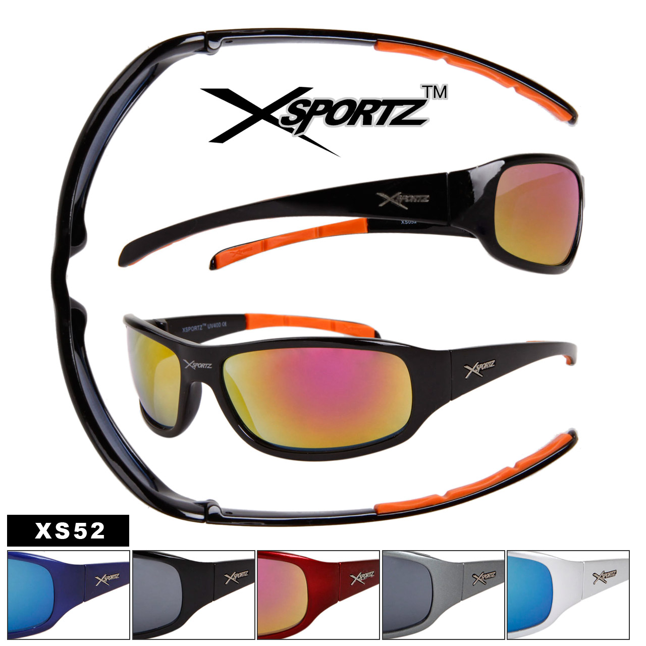 Xsportz™ Sports Sunglasses XS52 (Assorted Colors) (12 pcs.)