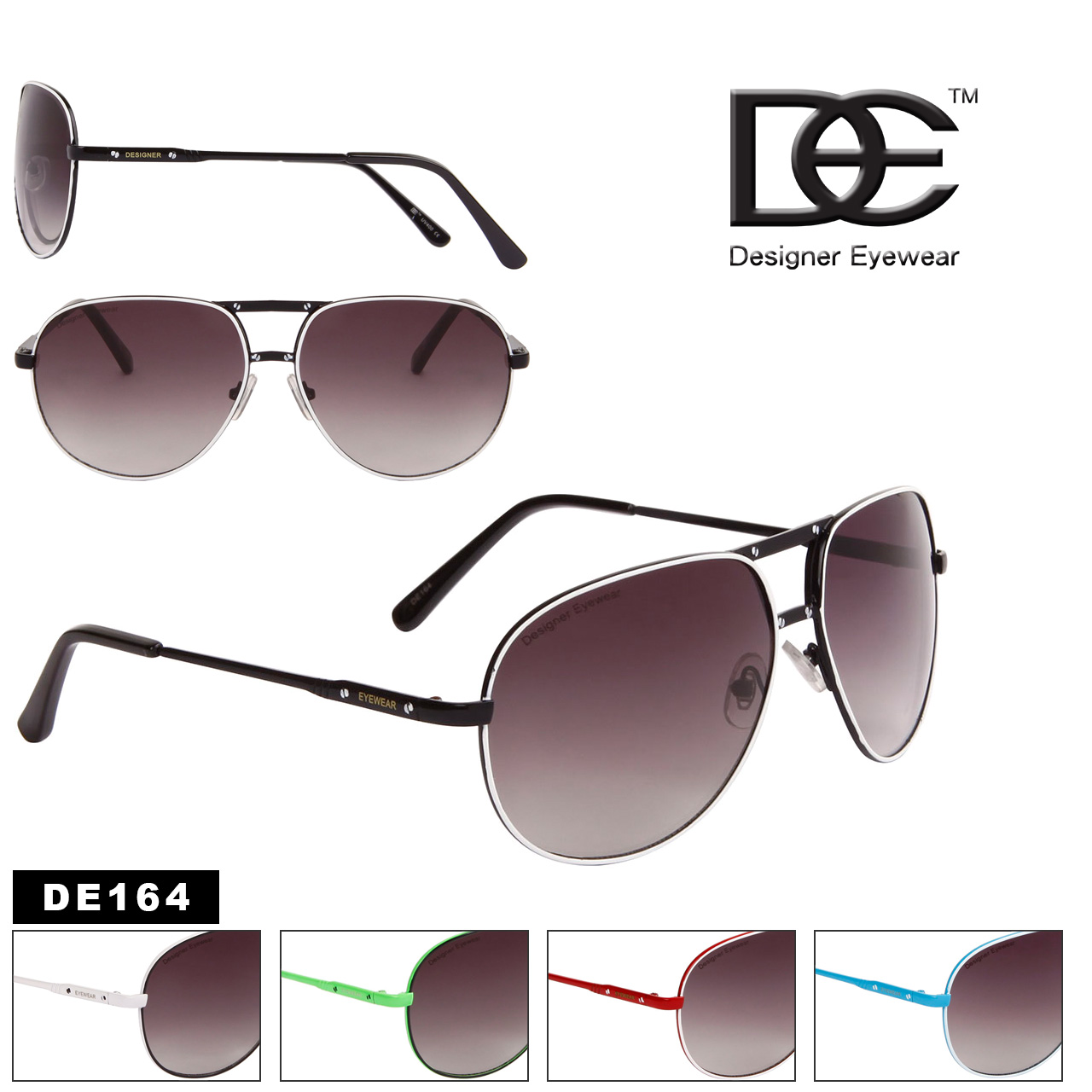 Wholesale DE™ Aviators - Style #DE164 (Assorted Colors) (12 pcs.)
