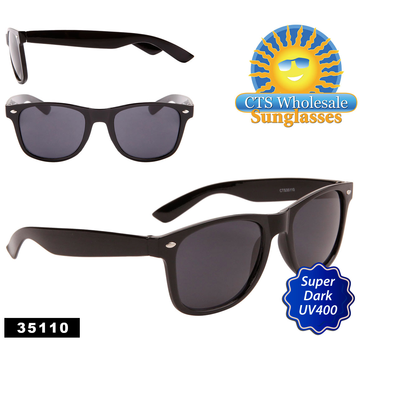 Black California Classics Sunglasses by the Dozen - Style #35110 (12 pcs.)