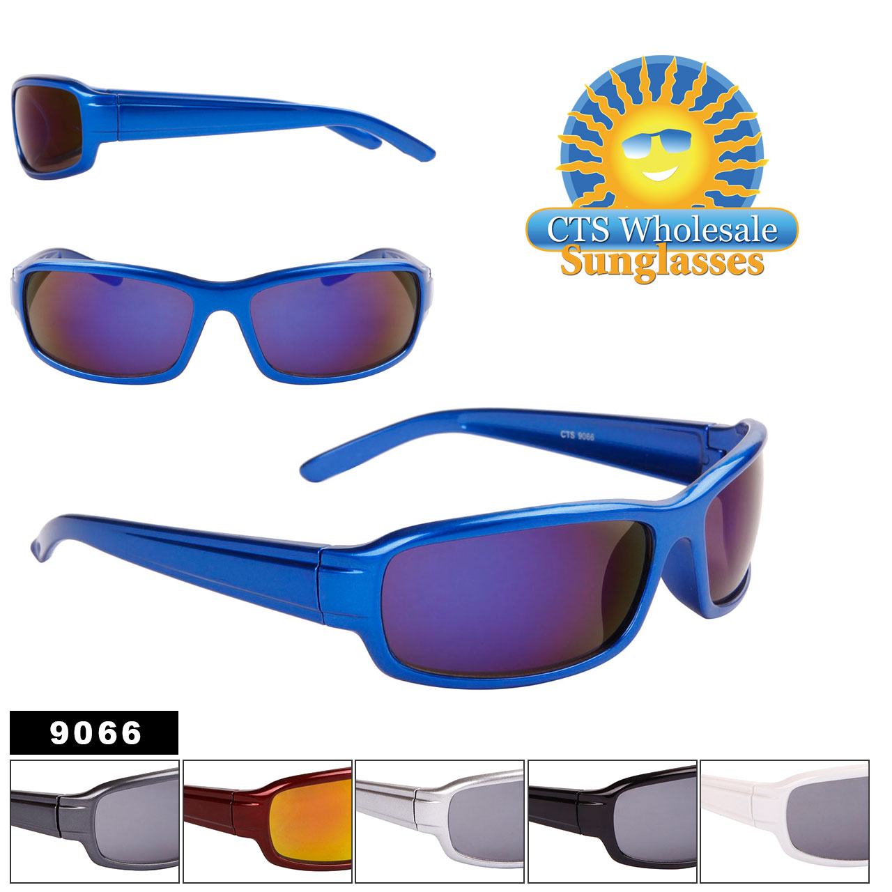 Bulk Sport Sunglasses - Style #9066 (Assorted Colors) (12pcs.) 