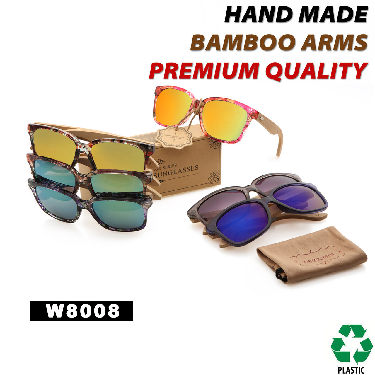 Bamboo Wood California Classics - Style #W8008 (Assorted Colors) (12 pcs.)