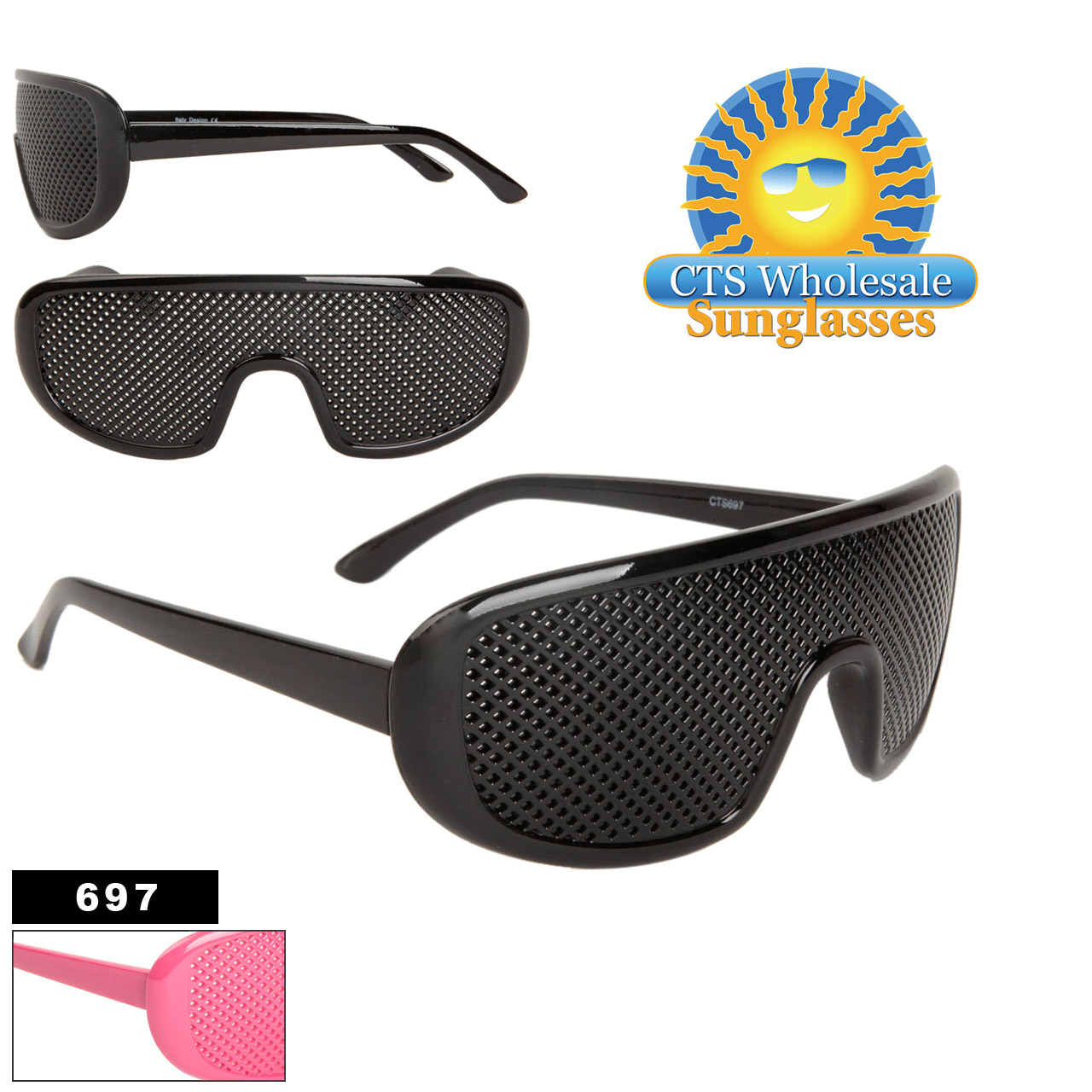 Plastic Mesh Novelty Glasses 697 (Assorted Colors) (12 pcs.)