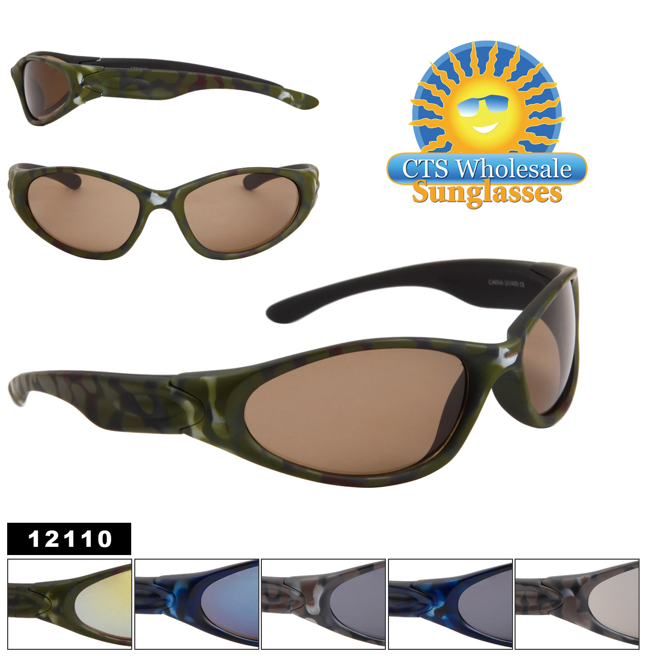Wholesale Camouflage Sunglasses 12110 Ideal for Hunting! (Assorted Colors) (12 pcs.)