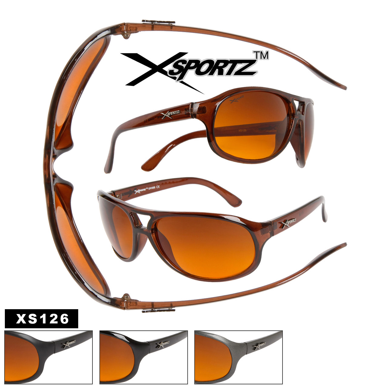 Xsportz™ Sunglasses XS126  Blocks Blue Light!  (Assorted Colors) (12 pcs.)