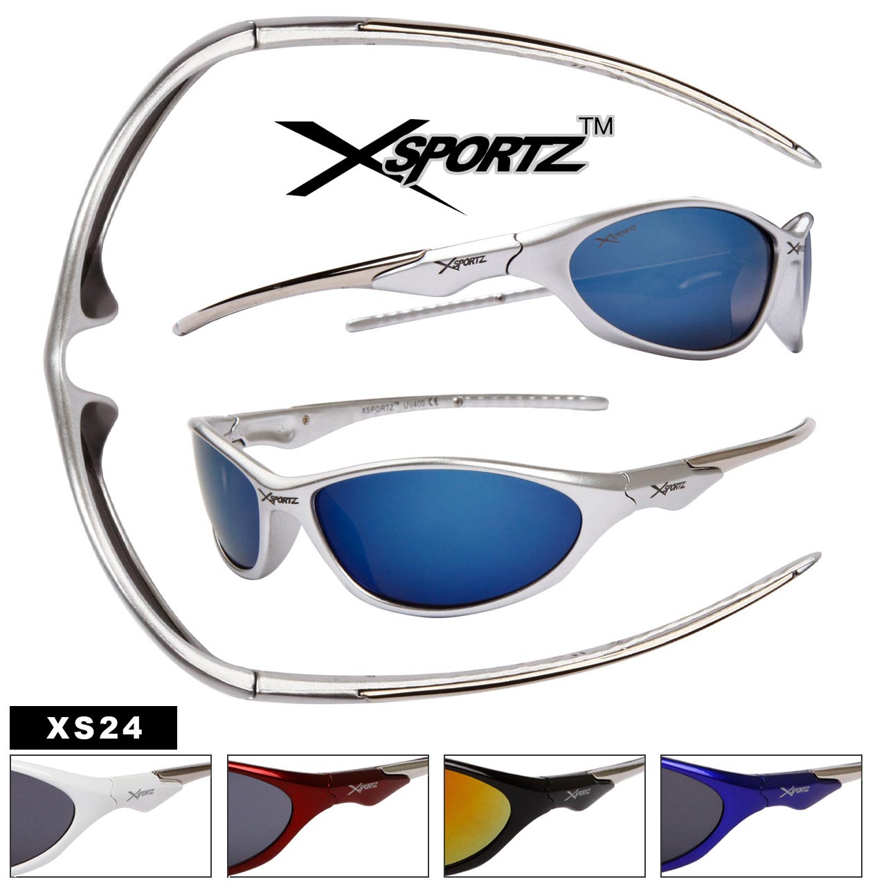 Xsportz Sunglasses Wholesale XS24 Revo Lenses (Assorted Colors) (12 pcs.)