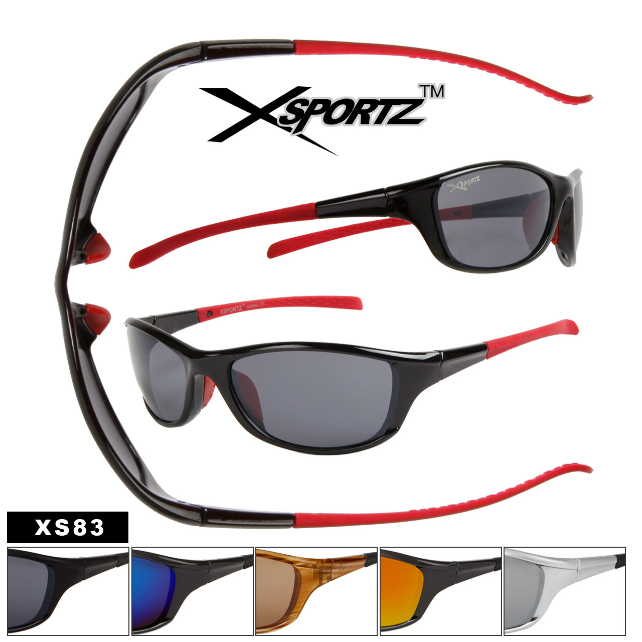 Xsportz Sports Sunglasses XS83 (Assorted Colors) (12 pcs.)
