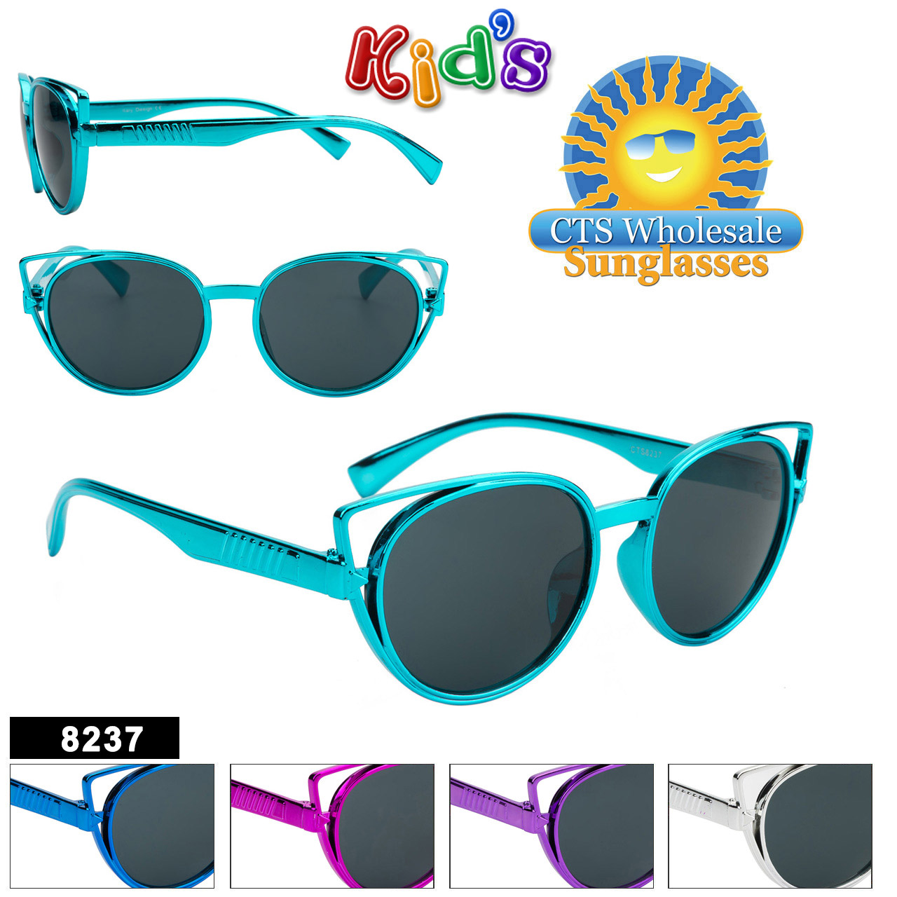 Kid's Wholesale Sunglasses - Style #8237 (Assorted Colors) (12 pcs.)