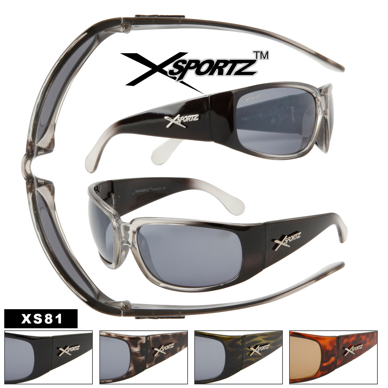 Xsportz™ XS81 Cool Sunglass Style (Assorted Colors) (12 pcs.)