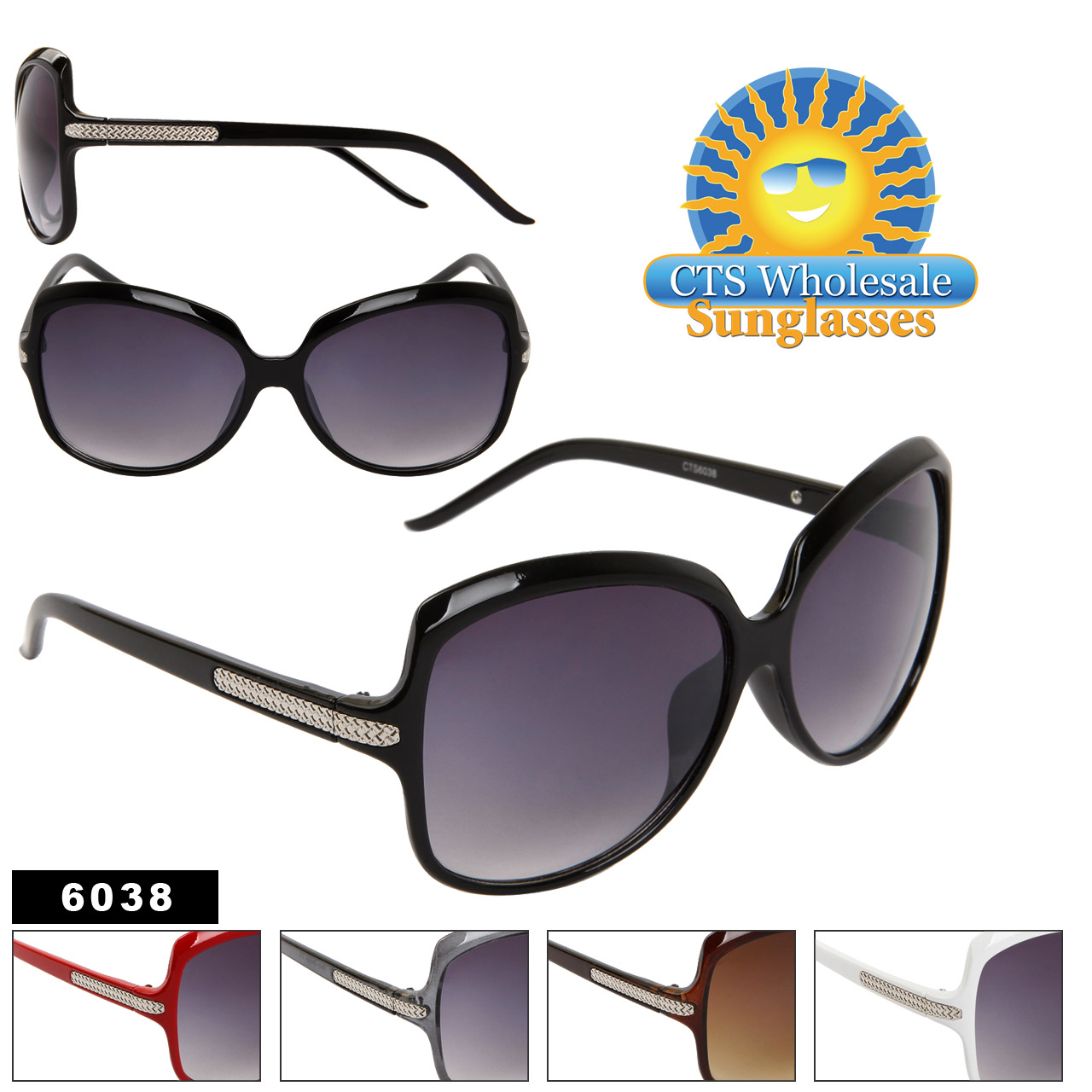 Women's Fashion Sunglasses 6038 NEW Style! (Assorted Colors) (12 pcs.)